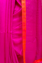 Rani-Pink Matka Silk Saree With Handwoven Sequin Anchal