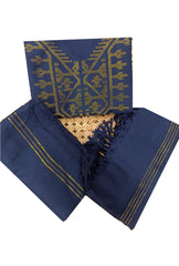 Navy-Blue Soft Handloom Dhakai jamdani 3-piece Set