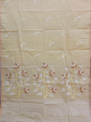 Light Yellow Handloom Traditional Cotton Dhakai Jamdani Saree