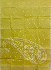 Lemon Green Handloom Traditional Cotton Handwoven Jamdani Saree
