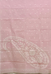 Baby Pink & White, Traditional Cotton handwoven Jamdani saree