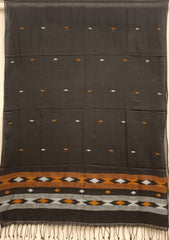 Black Handloom Soft Cotton Dhakai Jamdani Dupatta