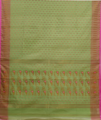 Green & Pink Soft Handloom Jacquard Dhakai Saree