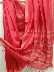 Premium Quality Soft Handloom Plain Tussar Silk Saree