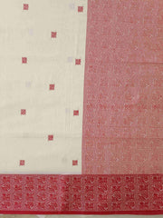 Off-White & Red Premium Quality Handloom Cotton Saree