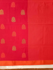 Bright Red & Orange Soft Handloom Premium Cotton Saree