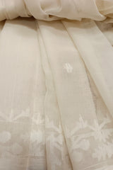Off-white Soft Handloom  Handwoven Cotton Jamdani Saree