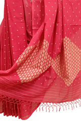 Red & Beige Handloom Handwoven Cotton jamdani Saree