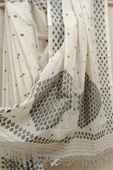 White & Black Handloom handwoven Cotton Jamdani Saree