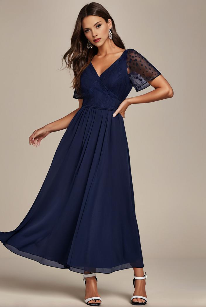 short sleeve v neck sequin chiffon a line mother of the bride dress