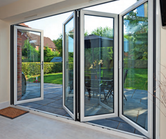 LVDUN Aluminum Glass Exterior French Glass Doors Design Black Double Entry Storm Accordion Multi Folding Door