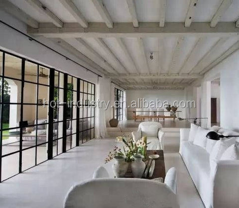 LVDUN Commercial Tempered Double Glass Steel Frame Glass Doors High Quality Wrought Iron Door Design