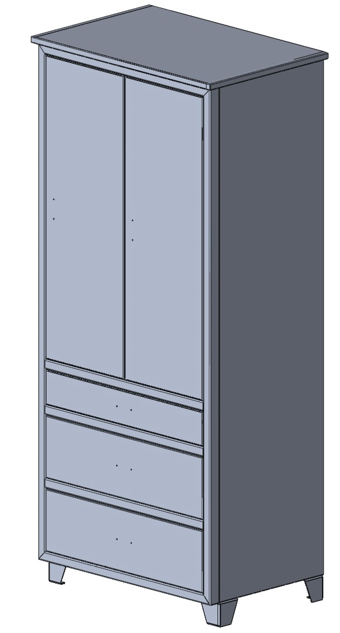 Three Drawer, Two Door Pantry w/ Overhang Top - 18.75" Depth - Matchless Cabinet product image