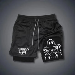 Fashionable double layer fitness shorts men's summer slim fitness quick dry breathable shorts men's sports and fitness apparel