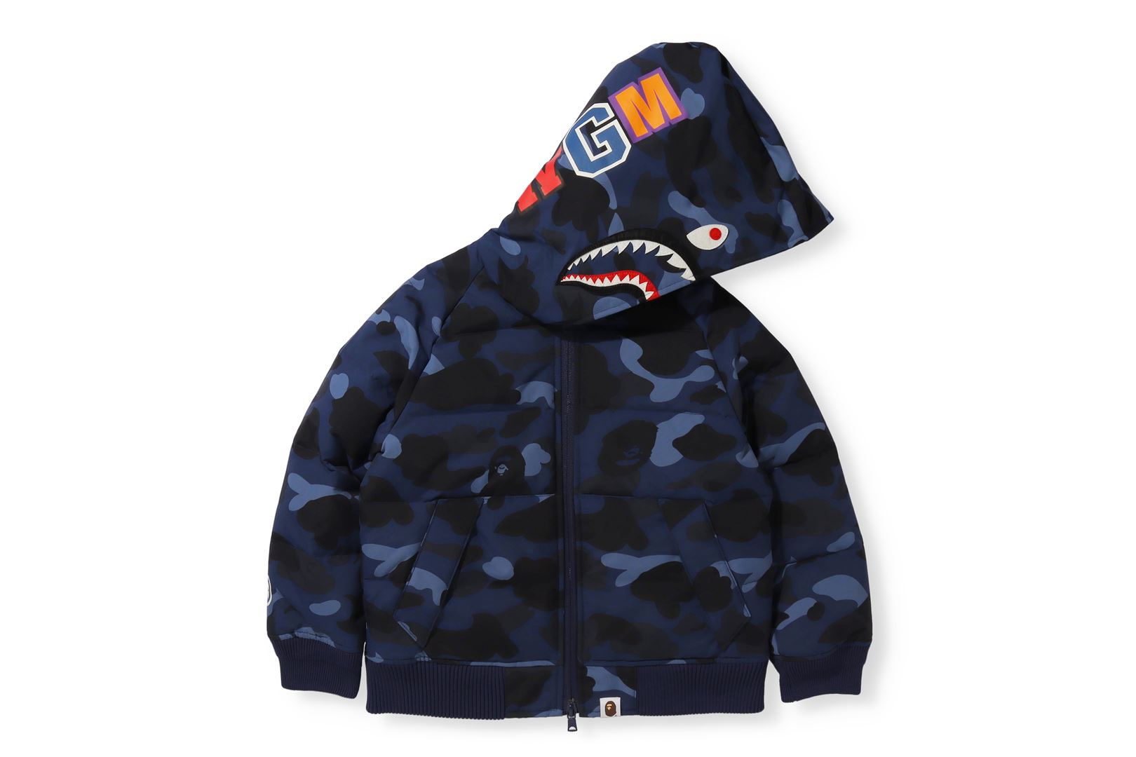 COLOR CAMO SHARK HOODIE DOWN JACKET