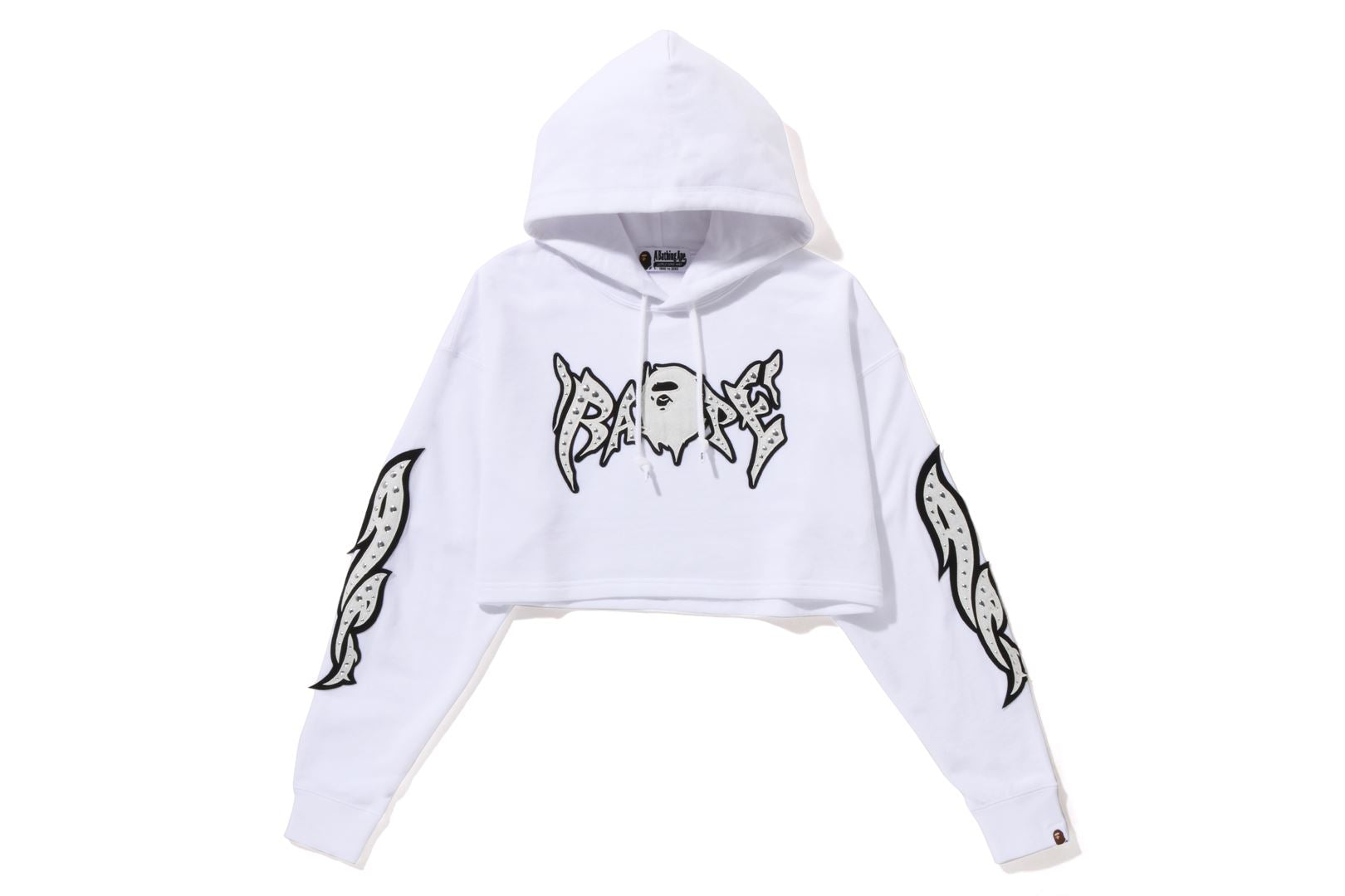 15750円買い オンライン 店舗 BAPE GRAFFITI STUDDED CROPPED HOODIE L