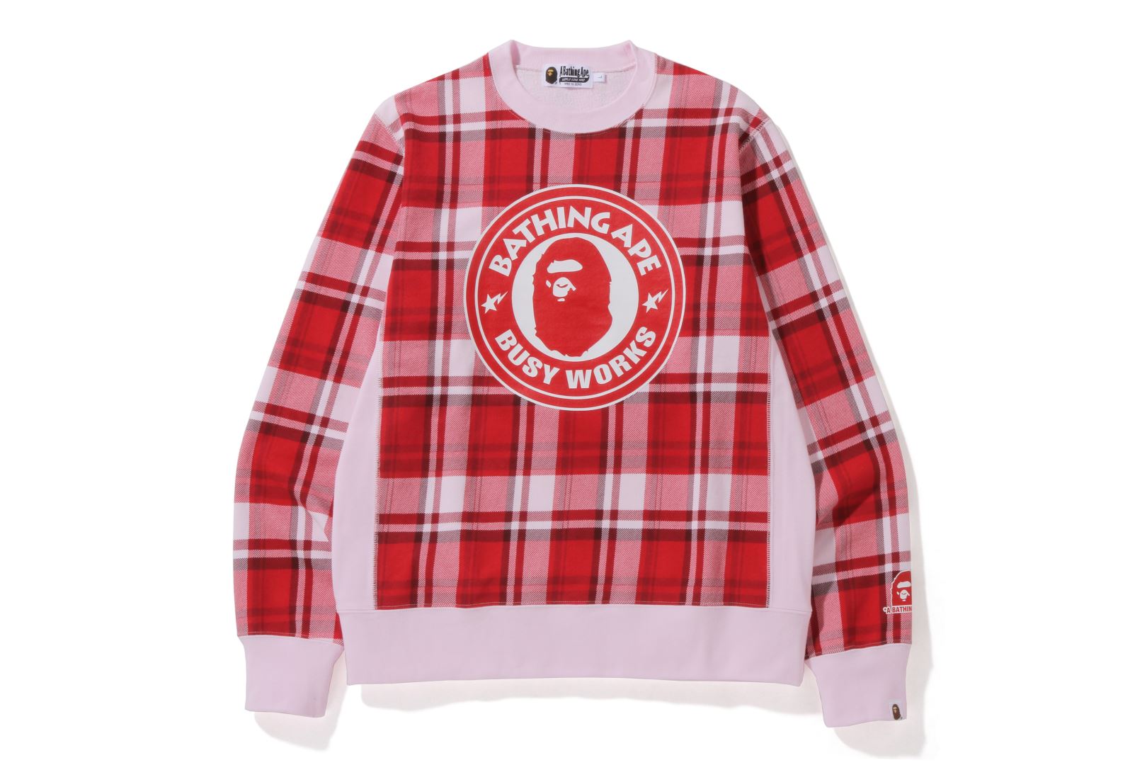 BAPE LOGO CHECK LOOSE FIT CREWNECK M