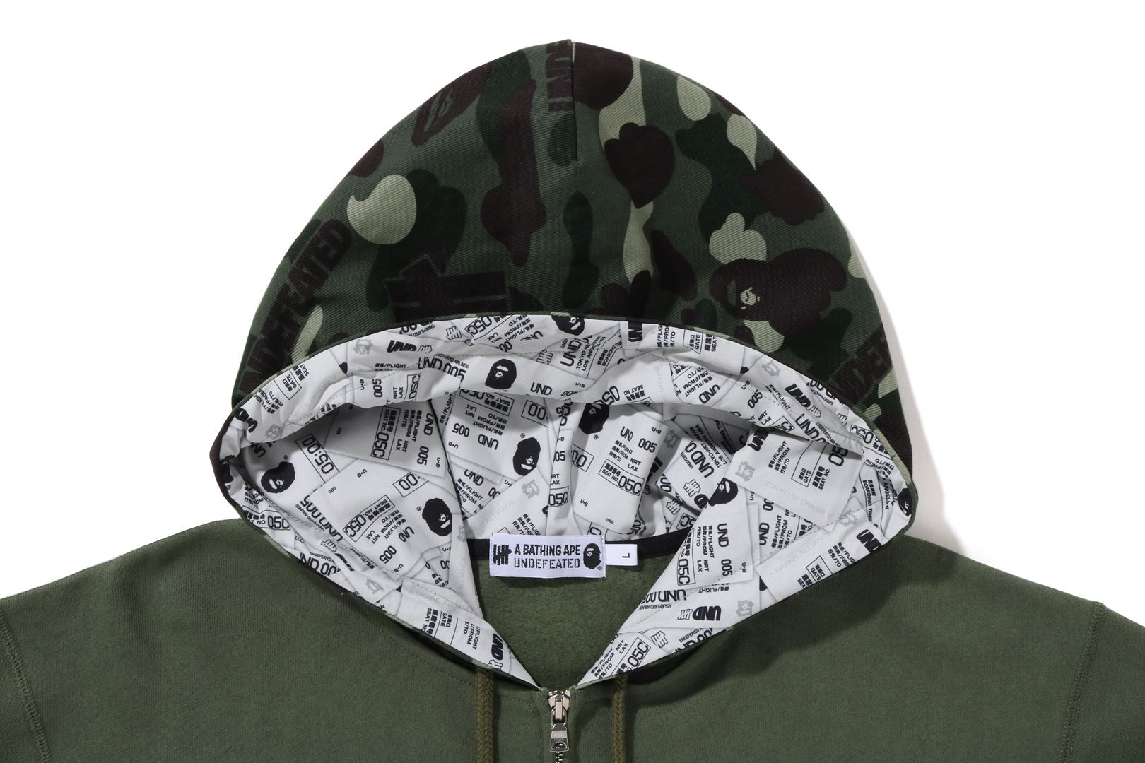 ダブル／ミストブルー 【A・BATHING APE】hooded down jacket 00s