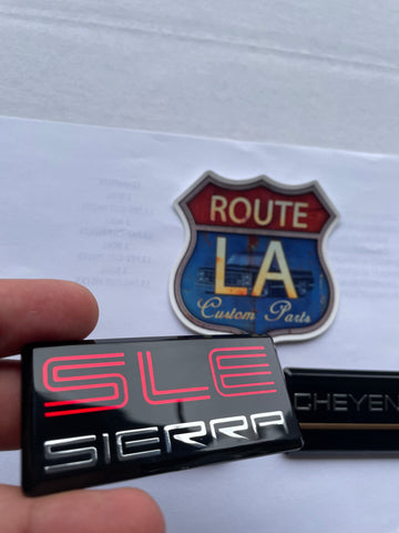Silverado resin cab pillar badges – Route LA Custom Parts