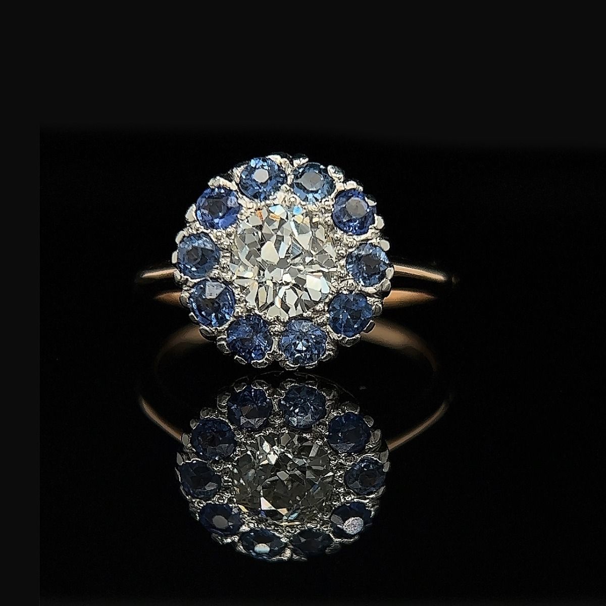 Art Deco 1.28ct. Sapphire & Diamond Antique Engagement - Fashion Ring Platinum - 1