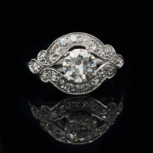 Art Deco .85ct. Diamond Antique Engagement - Fashion Ring Platinum