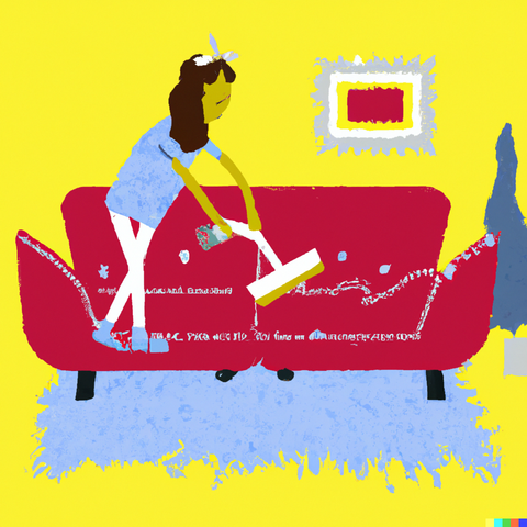 ai generated image of a woman cleaning a couch