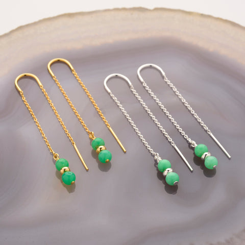 Chrysoprase May Birthstone Pull Through Earrings