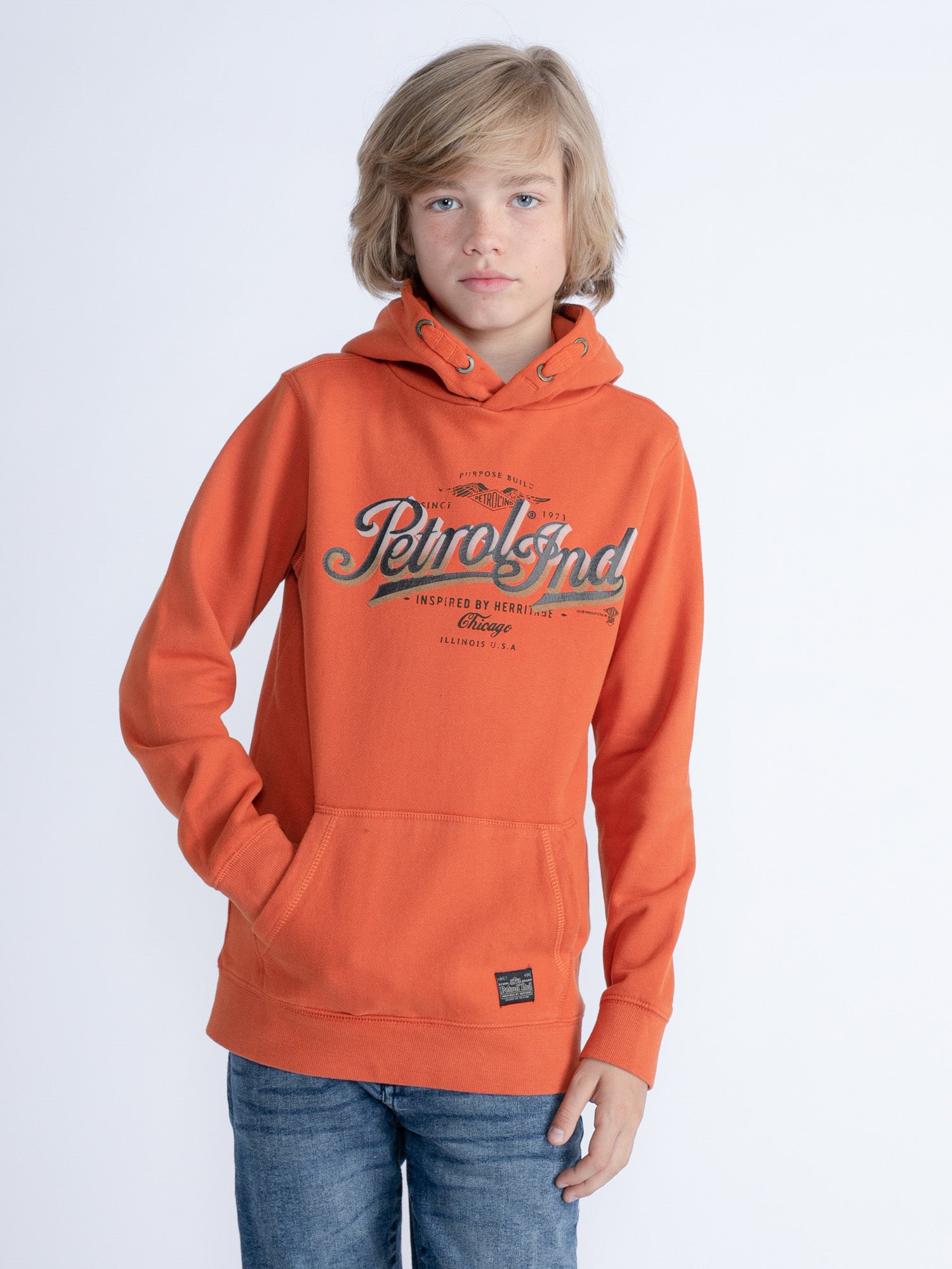 Petrol Industries - Jongens Artwork Hoodie Tanana - Oranje - Maat 116