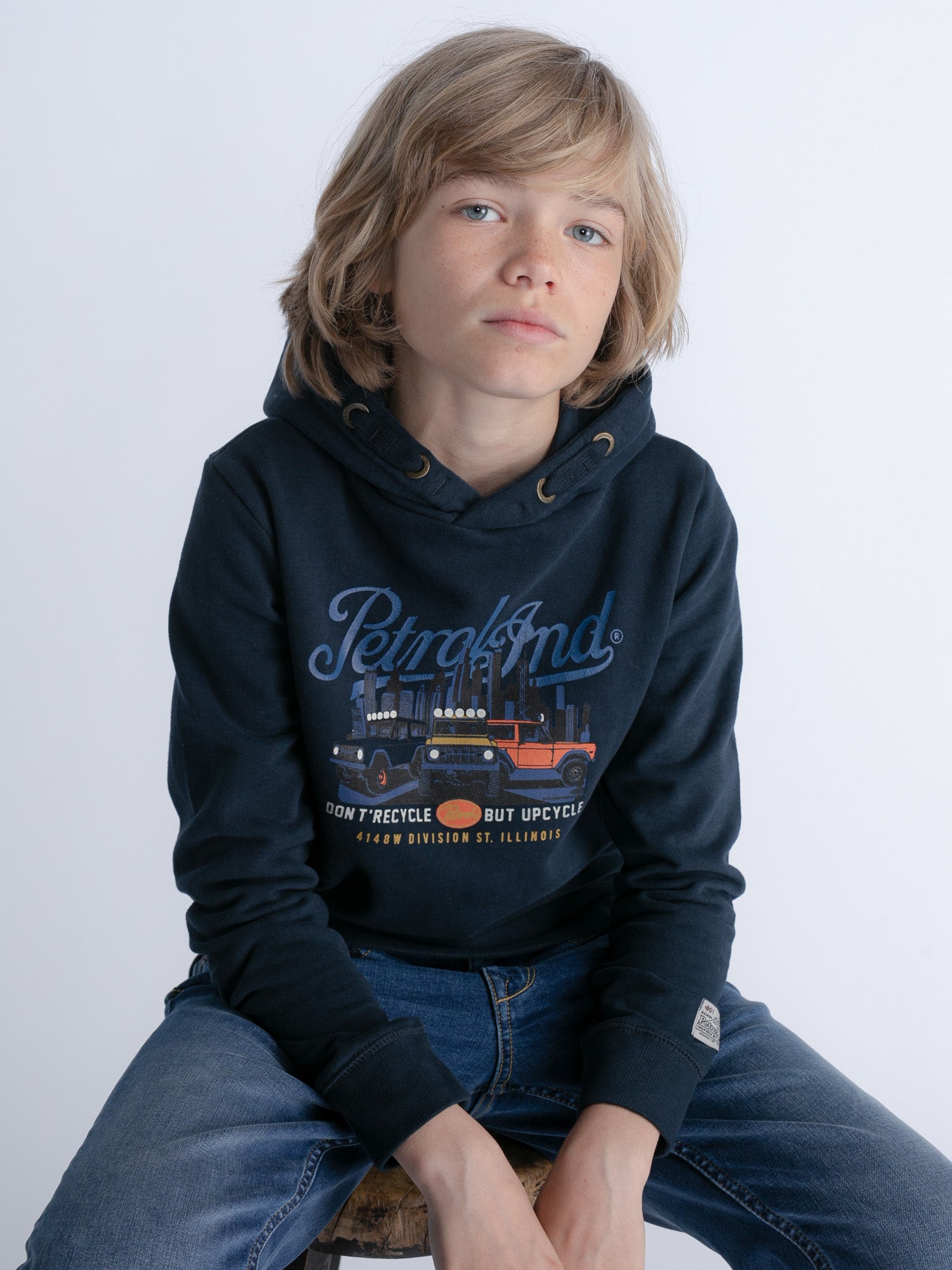 Petrol Industries - Jongens Artwork Hoodie Sitka - Blauw - Maat 116