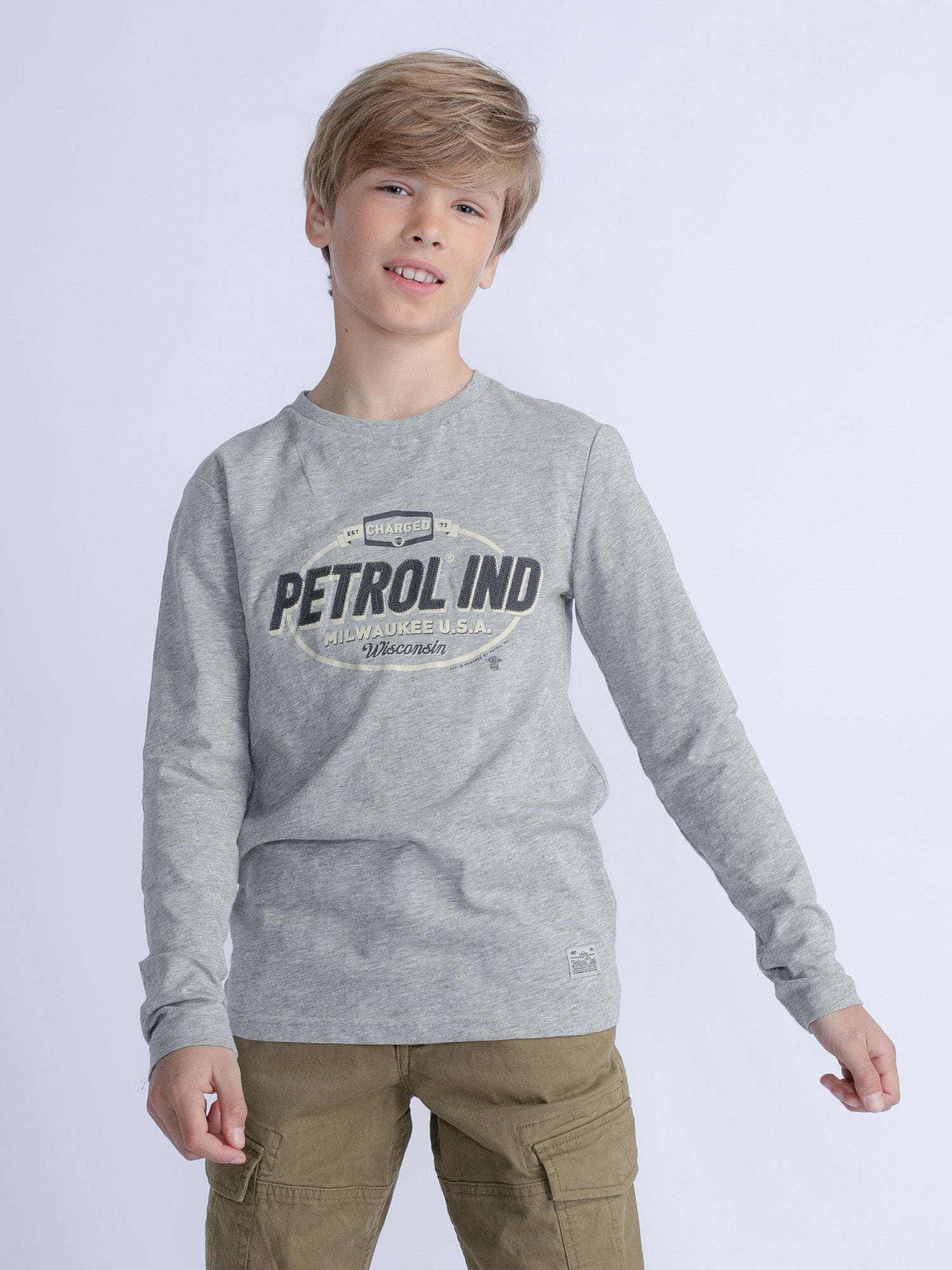 Petrol Industries - Jongens Artwork T-Shirt Knik - Grijs - Maat 176