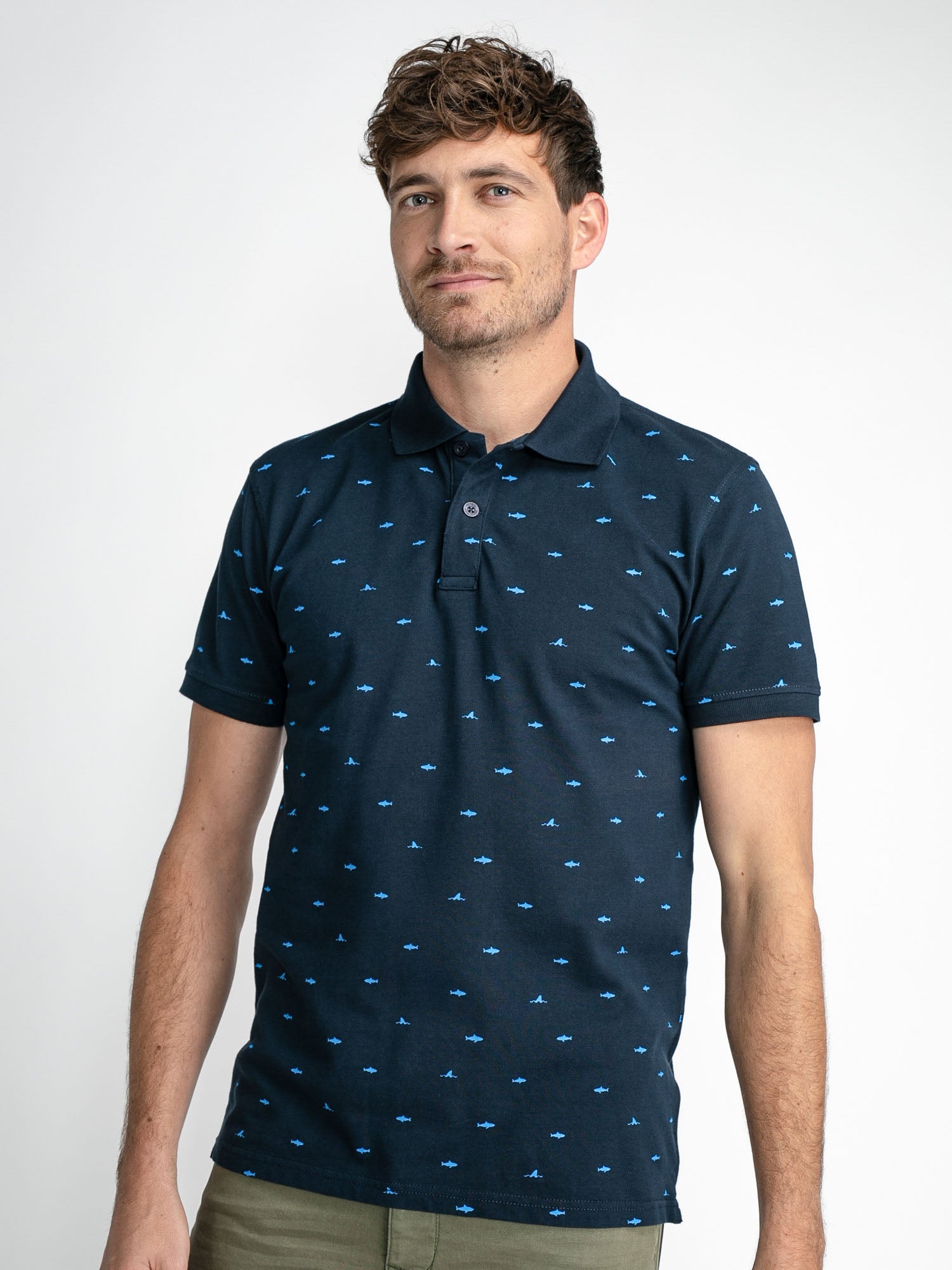 Petrol Industries - Heren All-over print polo - Blauw - XS