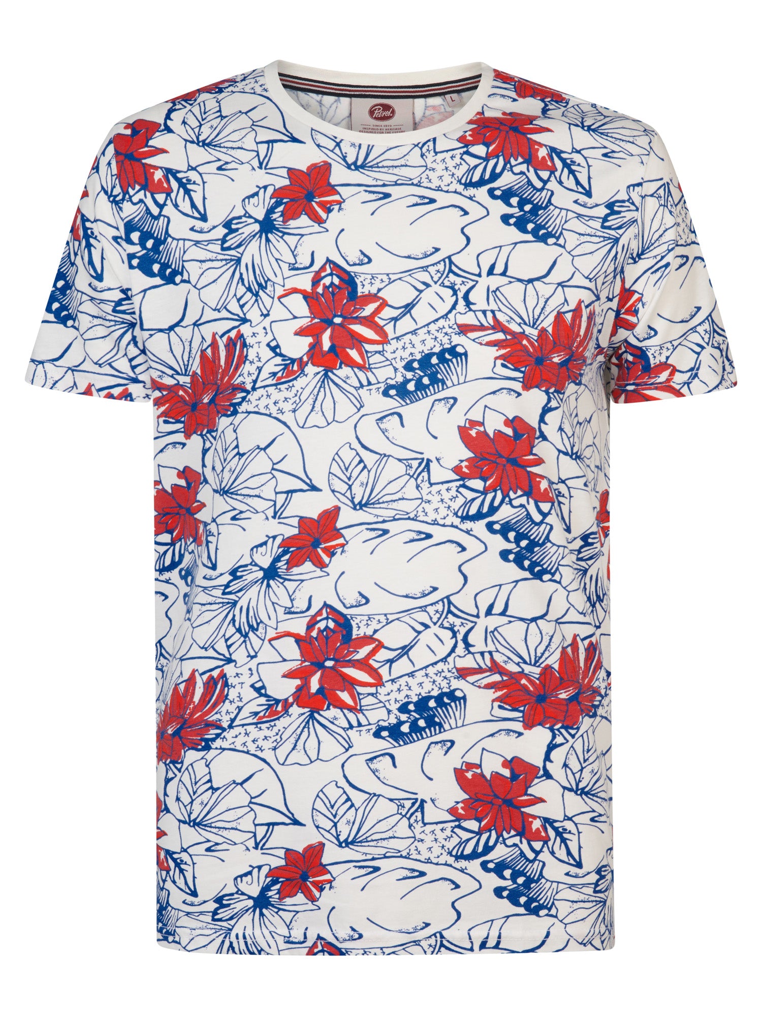 Petrol - T-Shirt Bloemenprint Wit - Maat XXL - Regular-fit