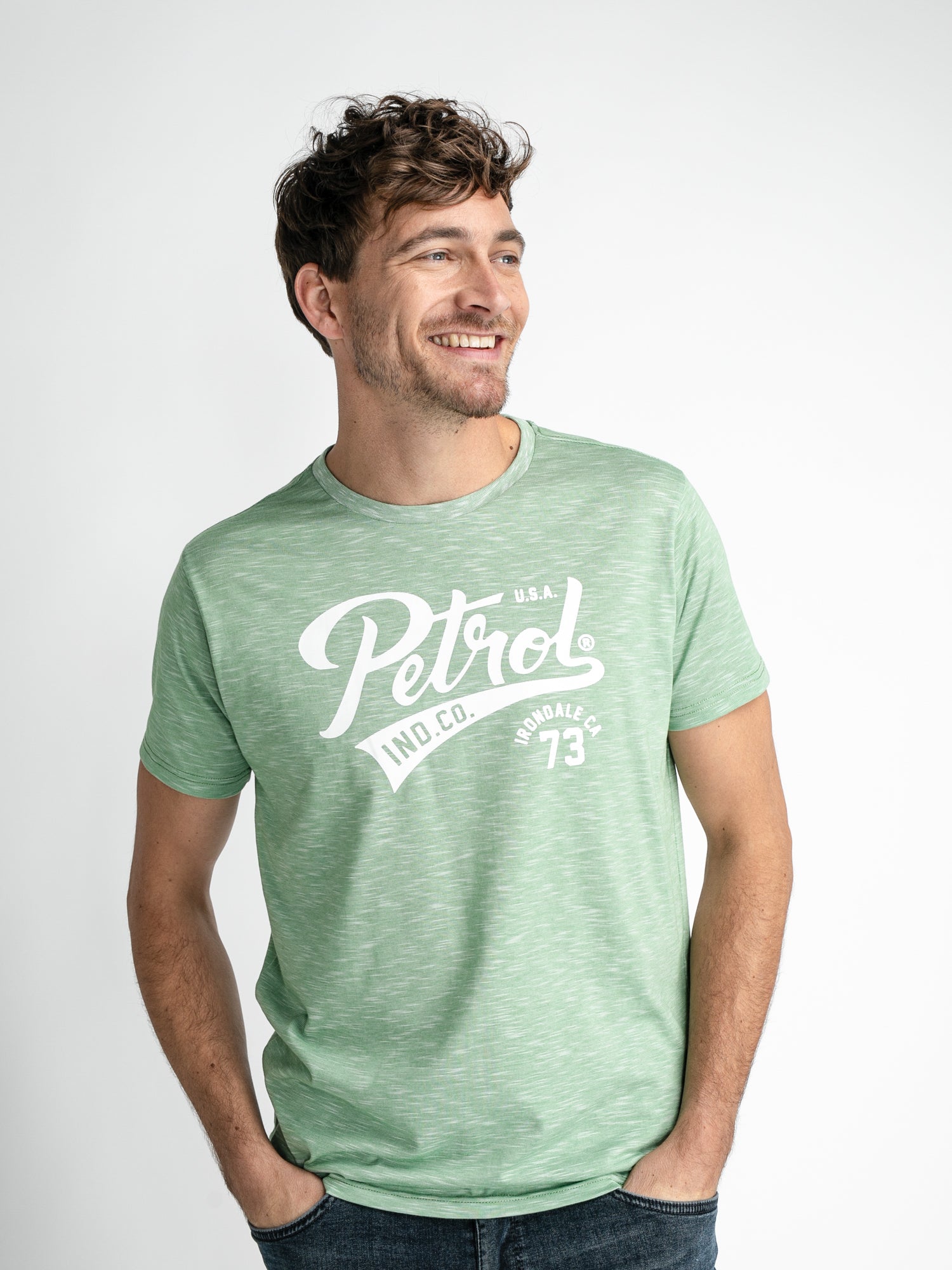 Petrol Industries - Heren Vintage Logo T-Shirt - Groen - Maat XXXL