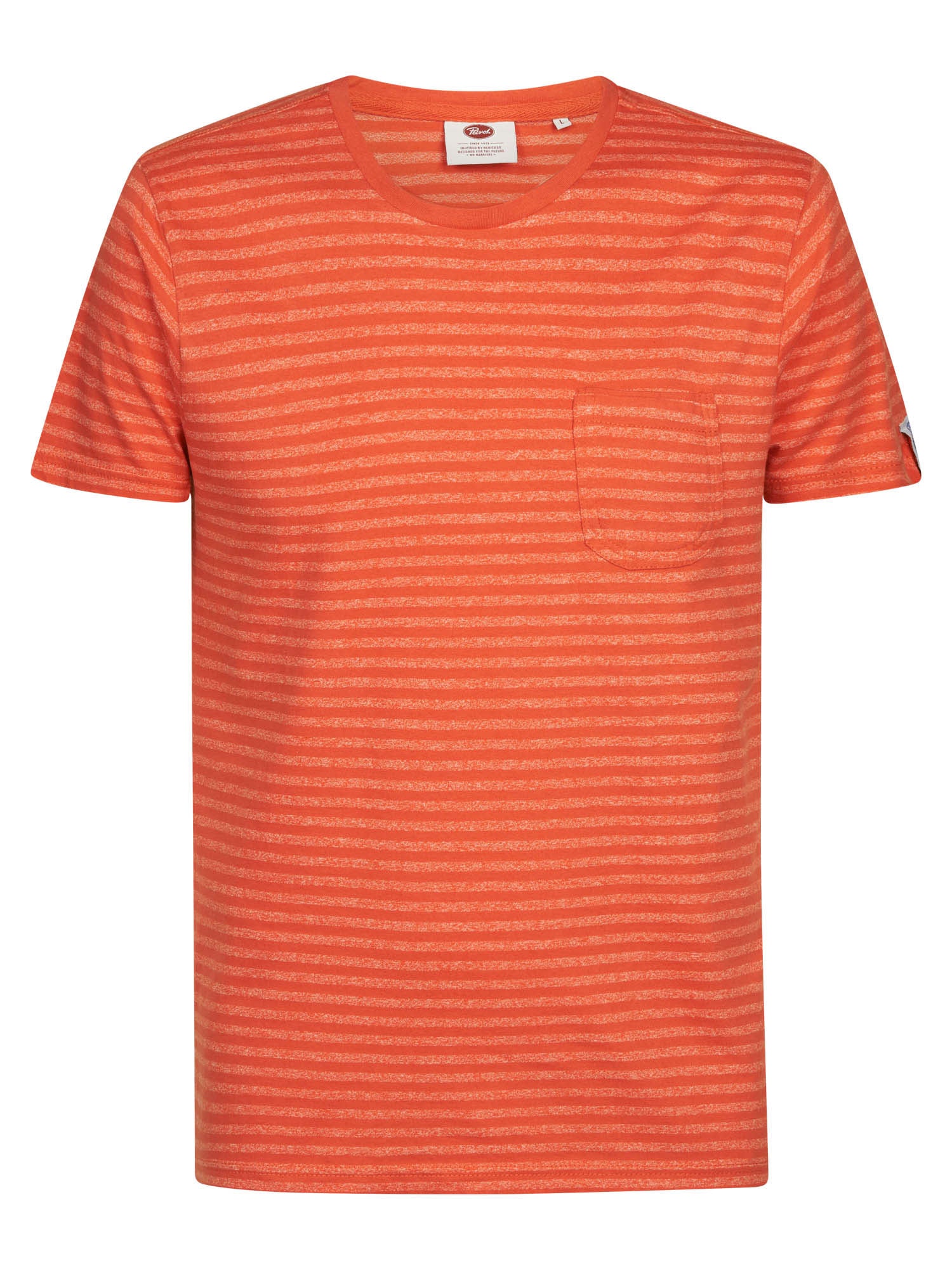 Petrol Industries - Heren Gestreept T-shirt - Oranje - Maat XL