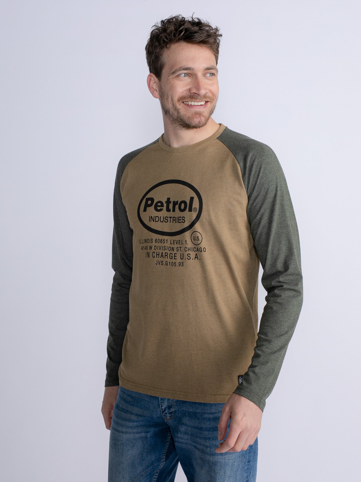 Petrol Industries - Heren Artwork T-shirt Lange Mouwen Menasha - Groen - Maat XL
