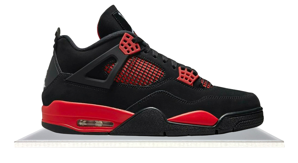black and red jordan trainers