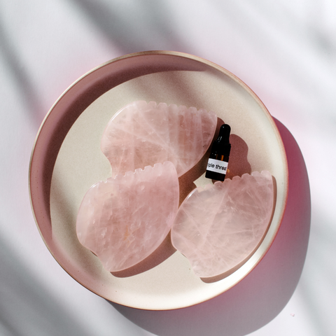 Beautiful gua sha stones are great to help products absorb in the skin better.