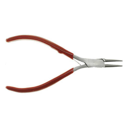 Pliers, economy curved chain-nose, stainless steel and rubber