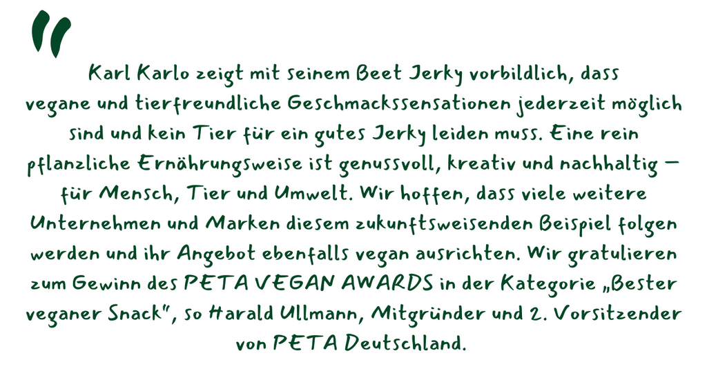 Karl Karlo veganer Snack ausgezeichnet Peta Award bester veganer Snack