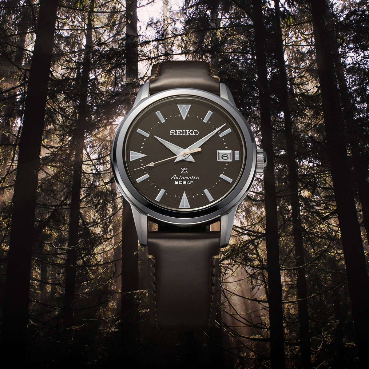 seiko prospex alpinist forest brown leather strap watch – LUVADO
