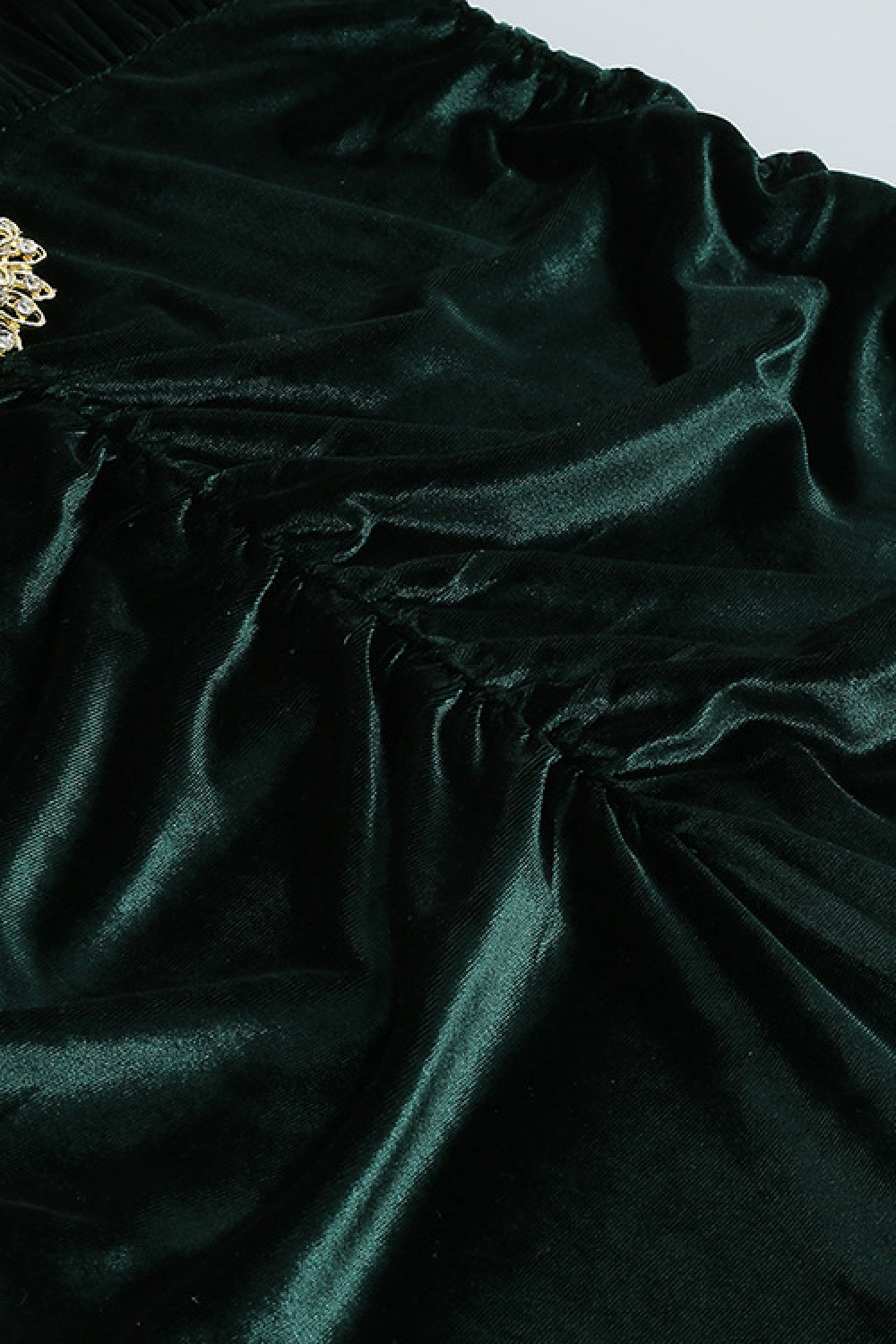 Fringe Detail Split Hem Deep V Velvet Dress