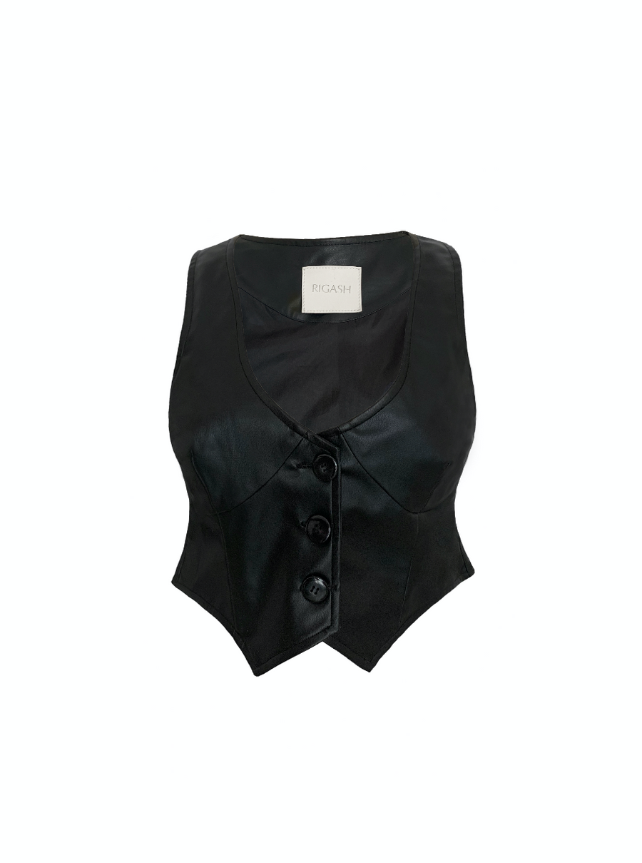 Faux Black Leather Vest#N# #N# #N# #N# – TATA LA