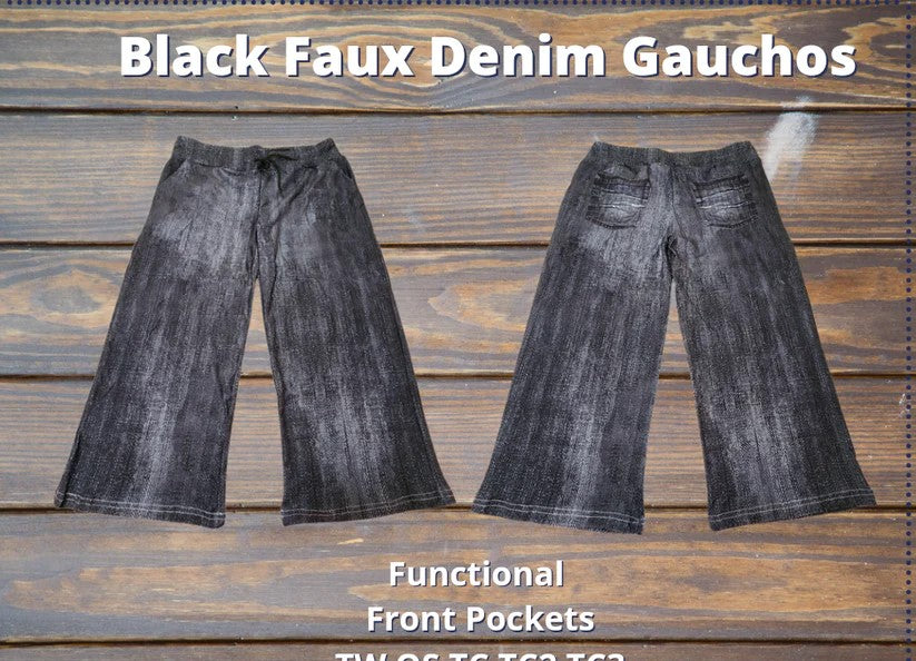 Black Faux Denim Capri Gauchos – Plus Size For Us