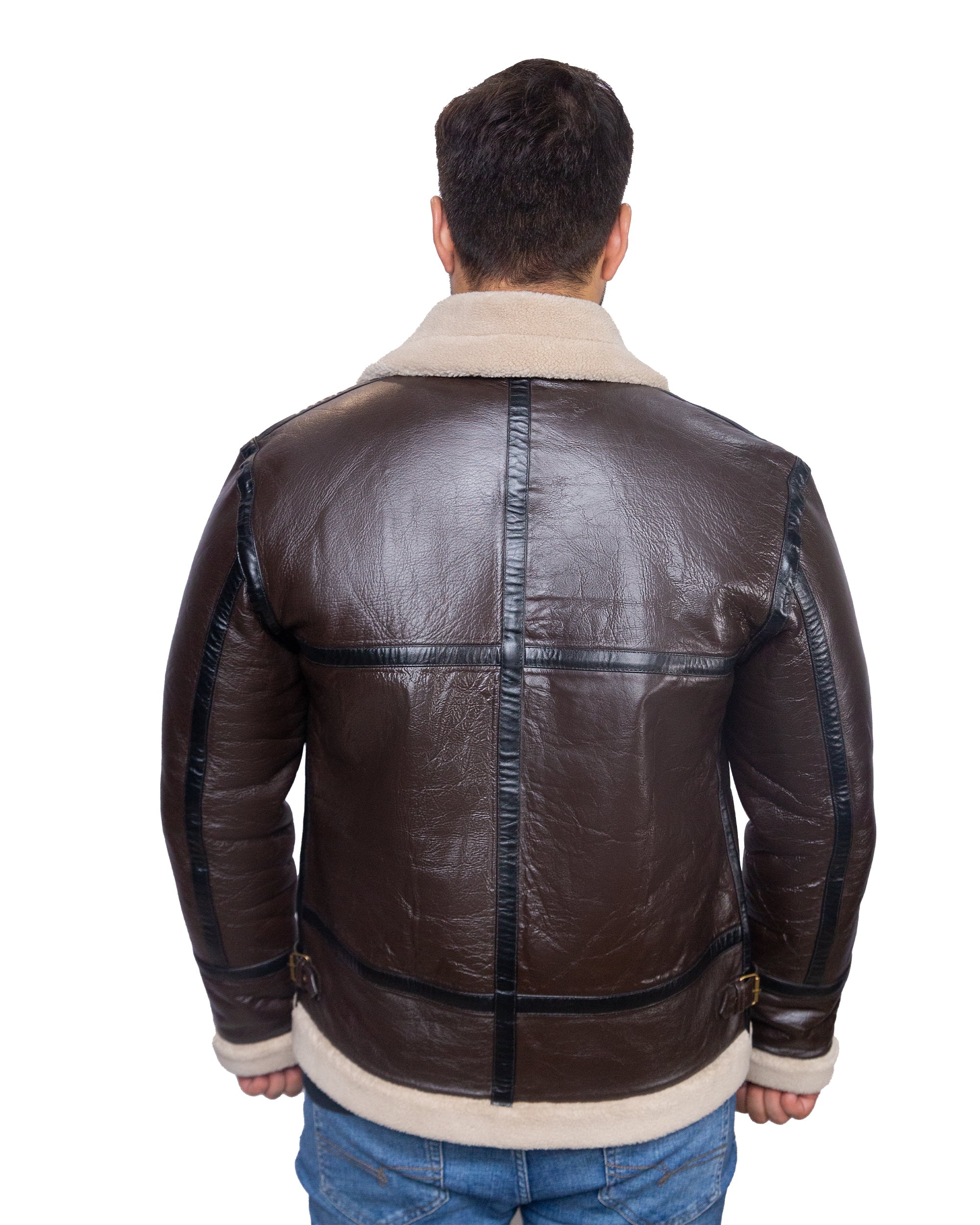 Brown Aviator Leather Jacket with Skin Shearling Fur#N# – Chamra ...