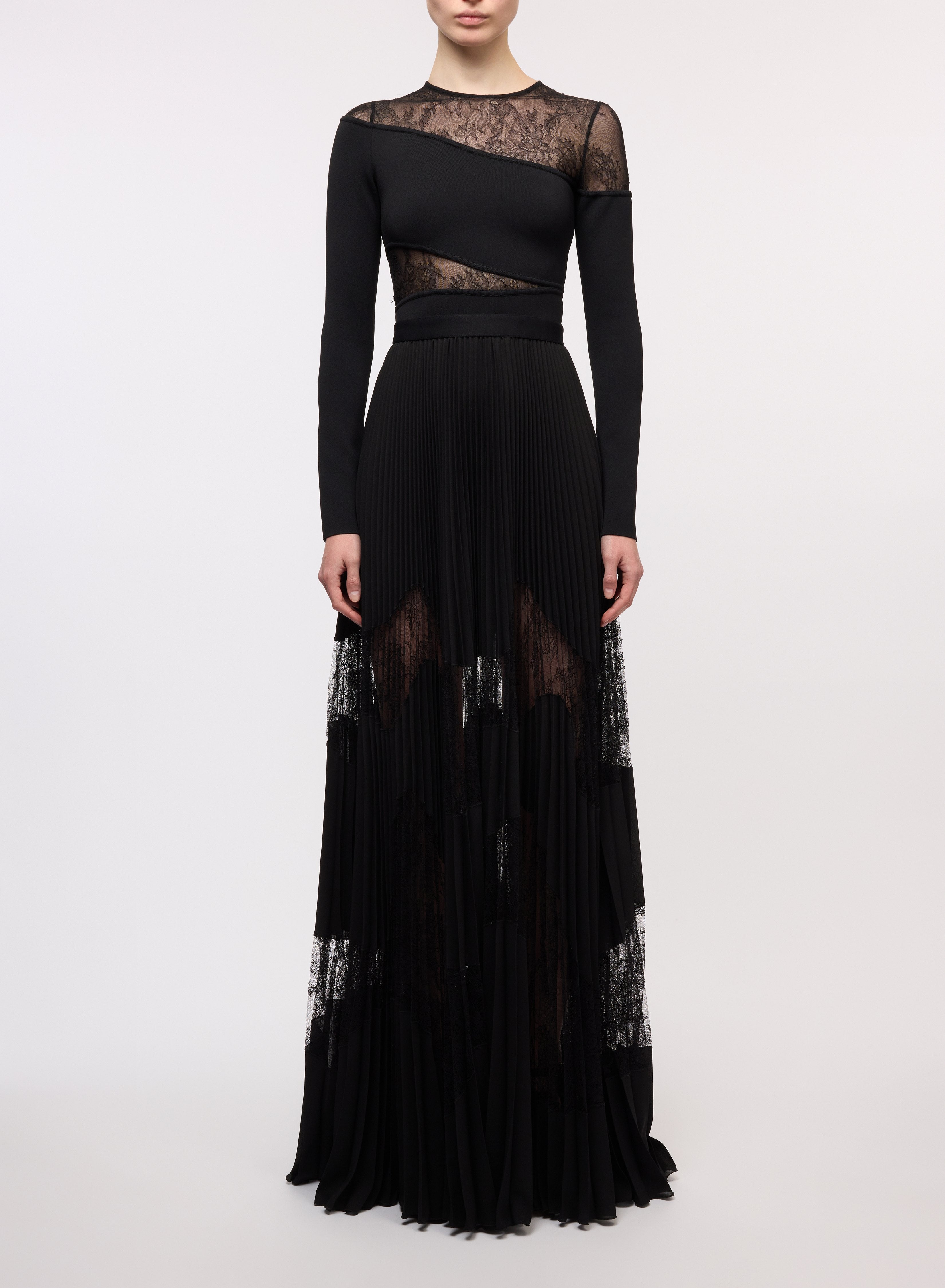 Knit and Lace Long Dress – Elie Saab US