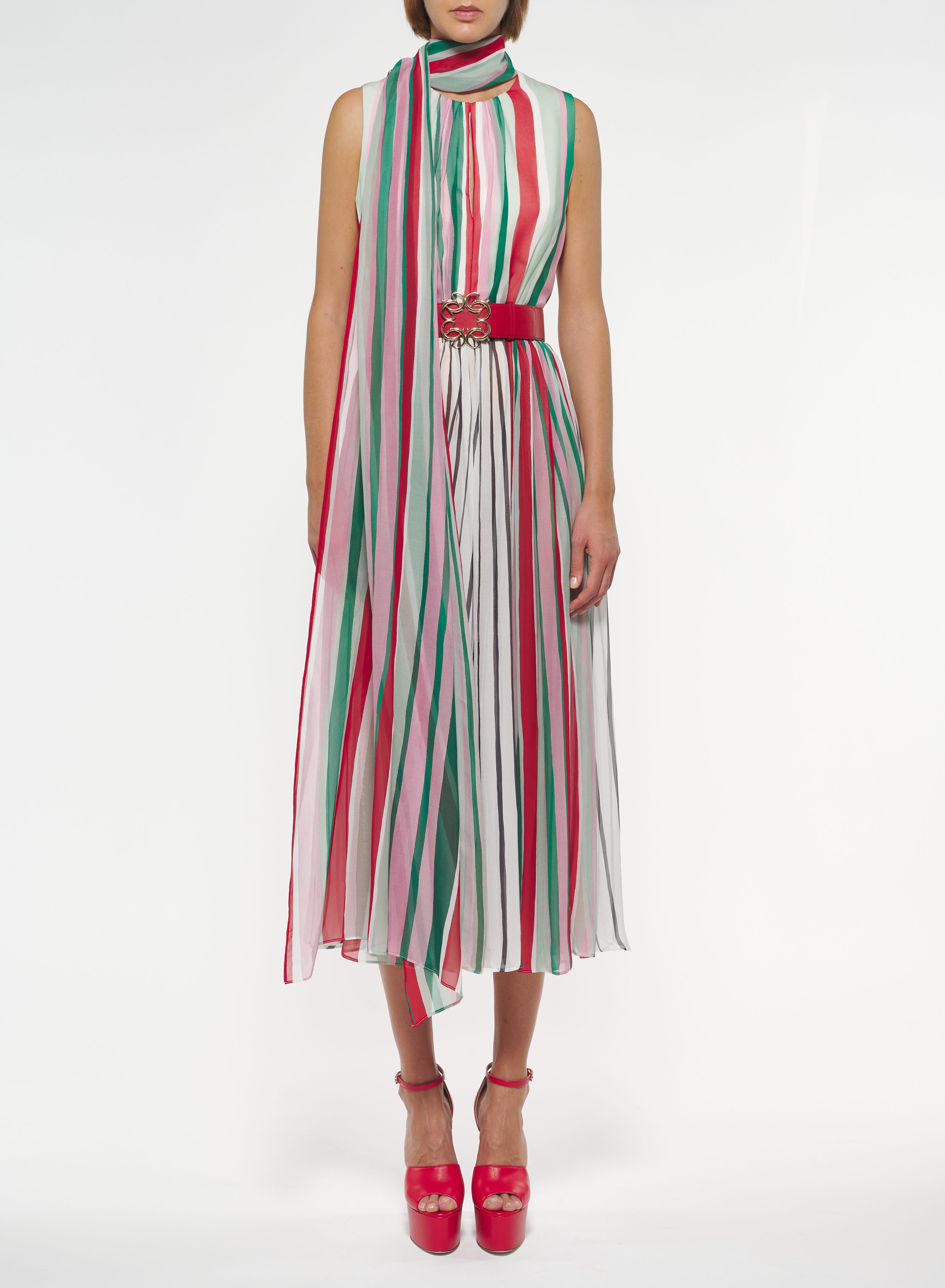 Stripes Print Silk Dress – Elie Saab US