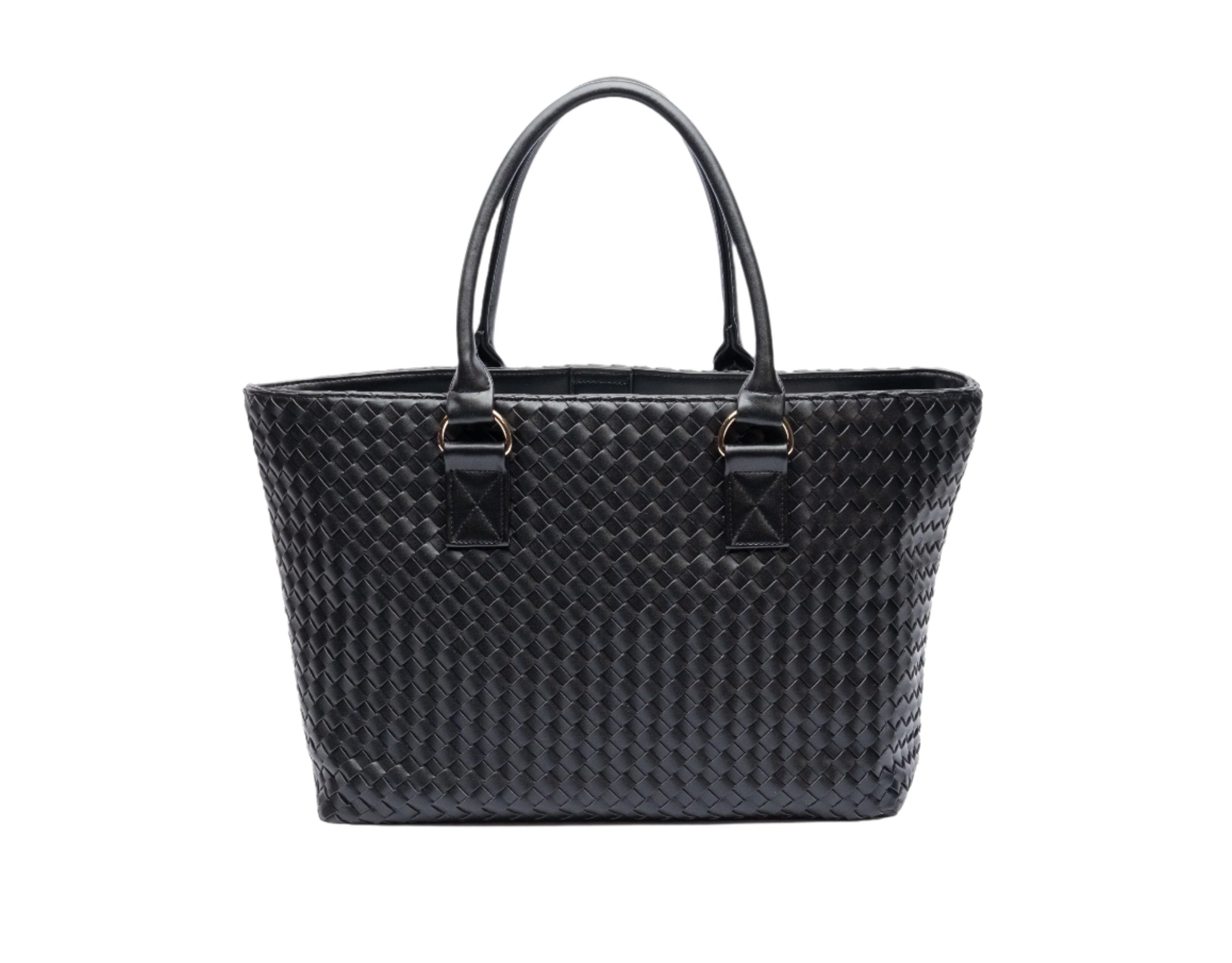 Black Woven HydroTote™- Vegan leather - WanderFull product image