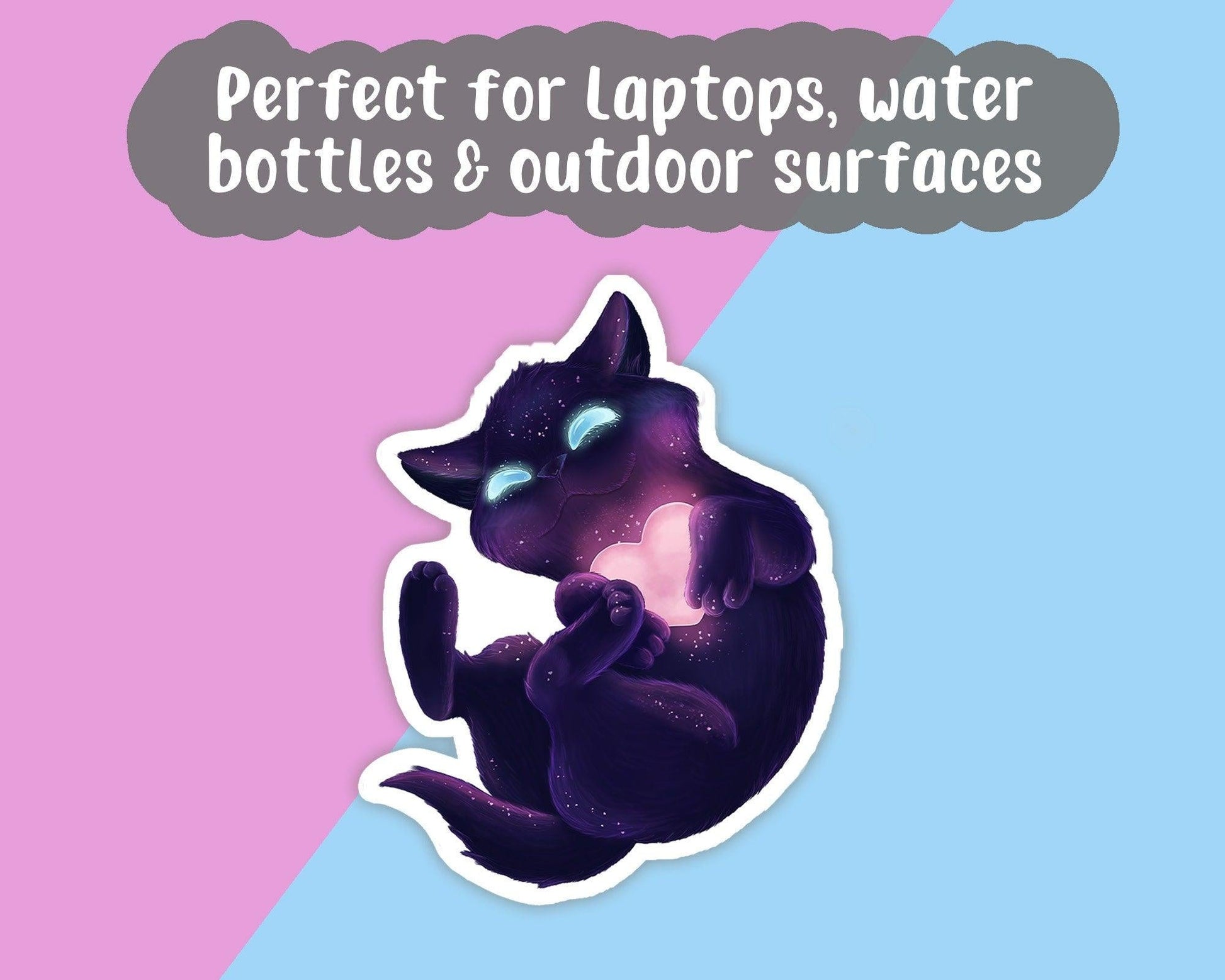 Black Cat, Waterproof Vinyl Sticker, - Jointhecreativeside