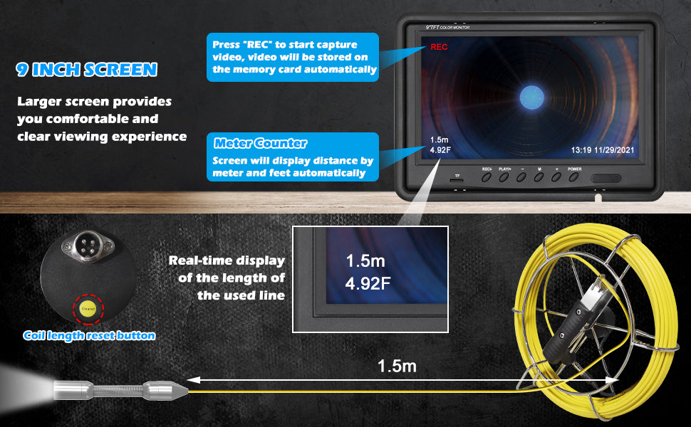 9 Inch LCD Monitor DVR Recording