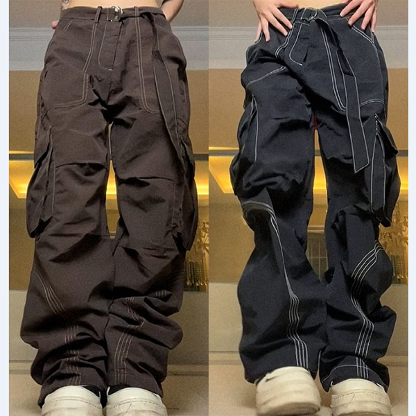 Contrast Stitch Baggy Cargo Pants | fairypeony